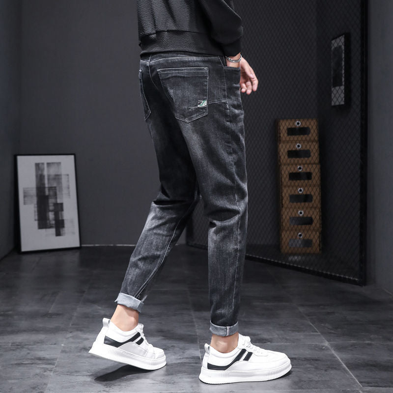 Stretch Slim Pants Korean Casual Trend All-match Black Pants Men