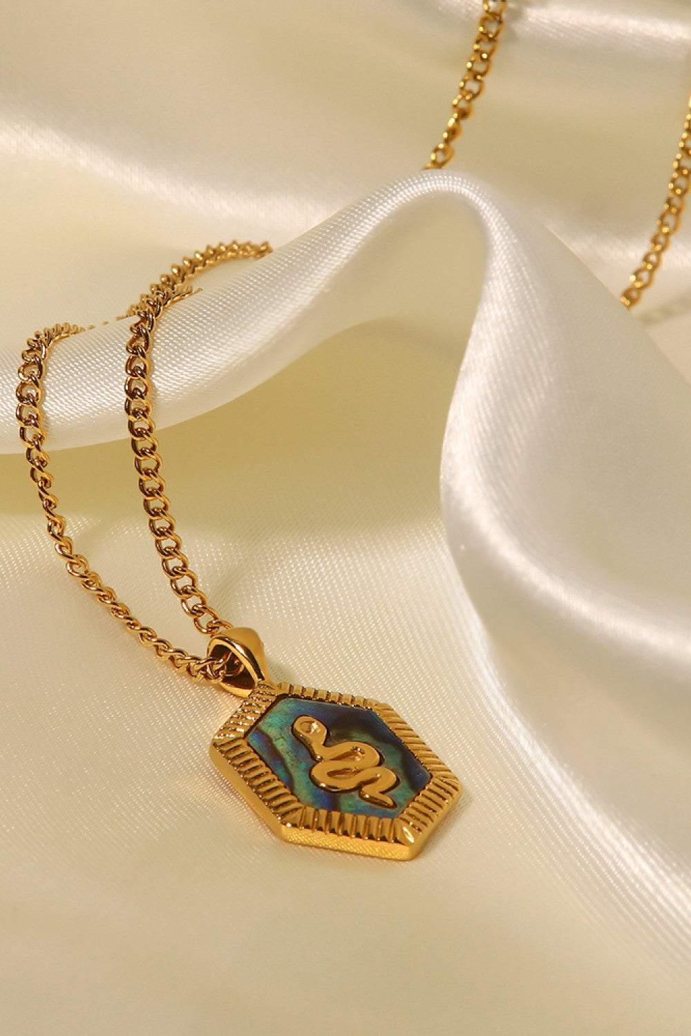 18K Gold Plated Snake Geometric Pendant Necklace 