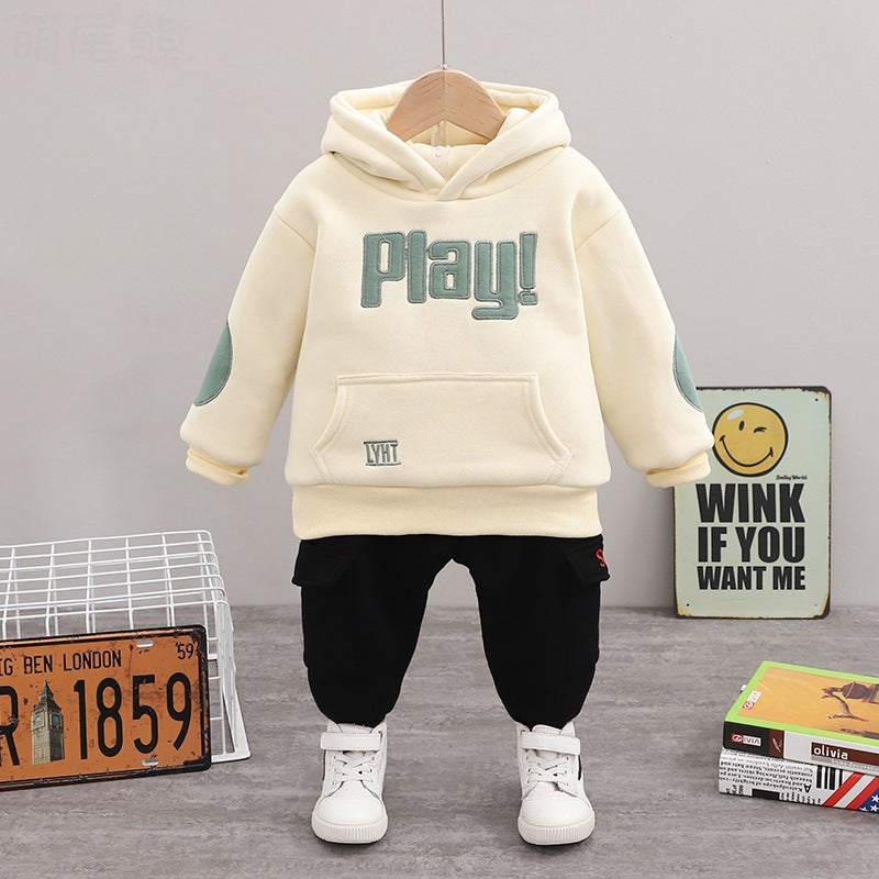 Boys two-piece hooded long-sleeved sweater