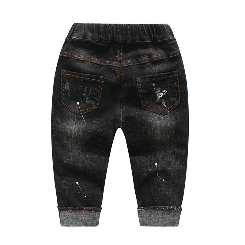 Children's boy pants, children's pants, ripped denim pants