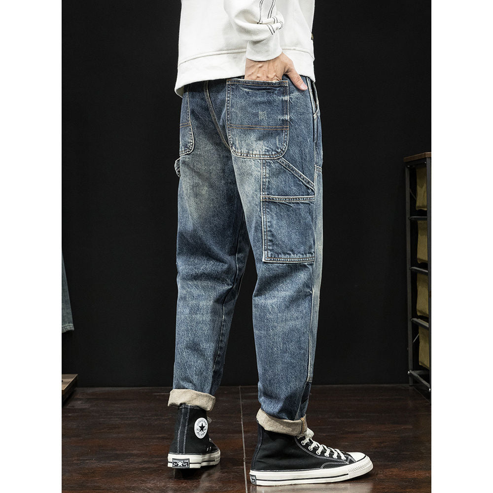 Spring And Autumn New Men's Jeans Stretch Slim-fitting Patchwork Casual