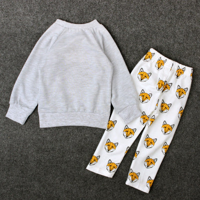 Spring and autumn casual children's unisex fox print set