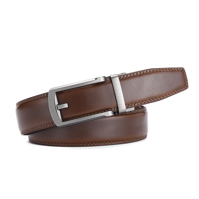 Men's Automatic Buckle Pure Cowhide Pant Belt 