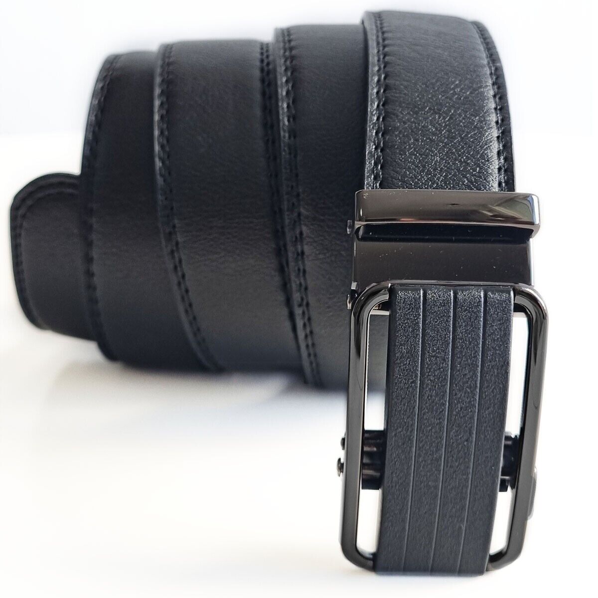 Microfiber Leather Mens Ratchet Belt Belts For Men Adjustable Size, Slide Buckle 