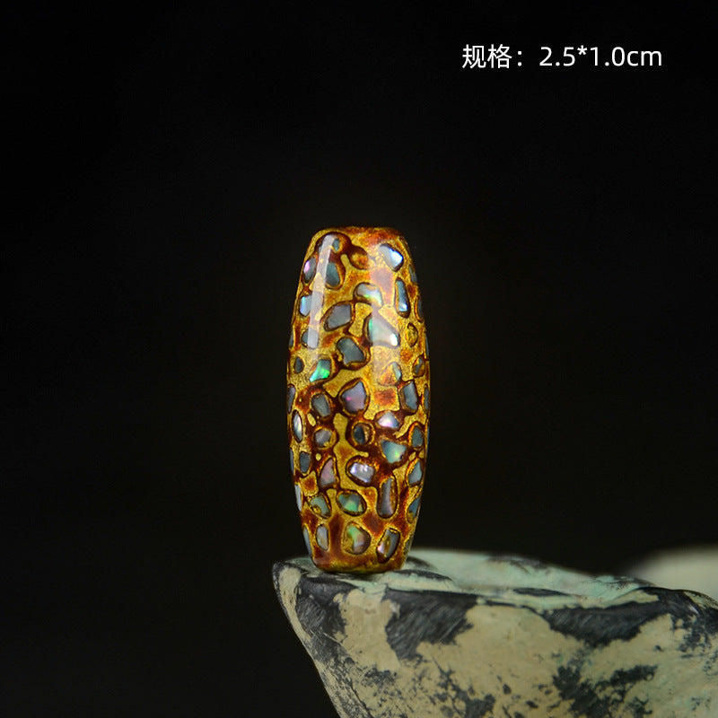 Large Paint Tibet Beads Special-shaped Beads Screw Buddha Beads Fuzhou Lacquerware Handmade Non-heritage