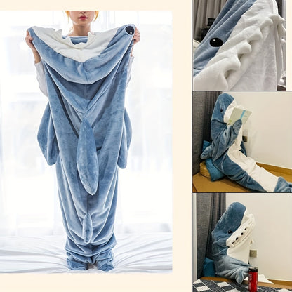 Shark Onesie Blanket For Adults, Shark Blanket Hoodie, Shark Blanket Super Soft Cozy Flannel, Boys Girls Cosplay Costume Sleeping Bag For Night 