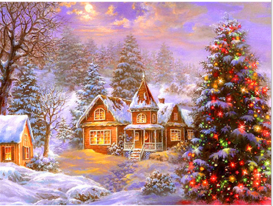 DIY Diamond Painting Christmas Tree Kit Diamond Embroidery Landscape Mosaic Handmade Gift