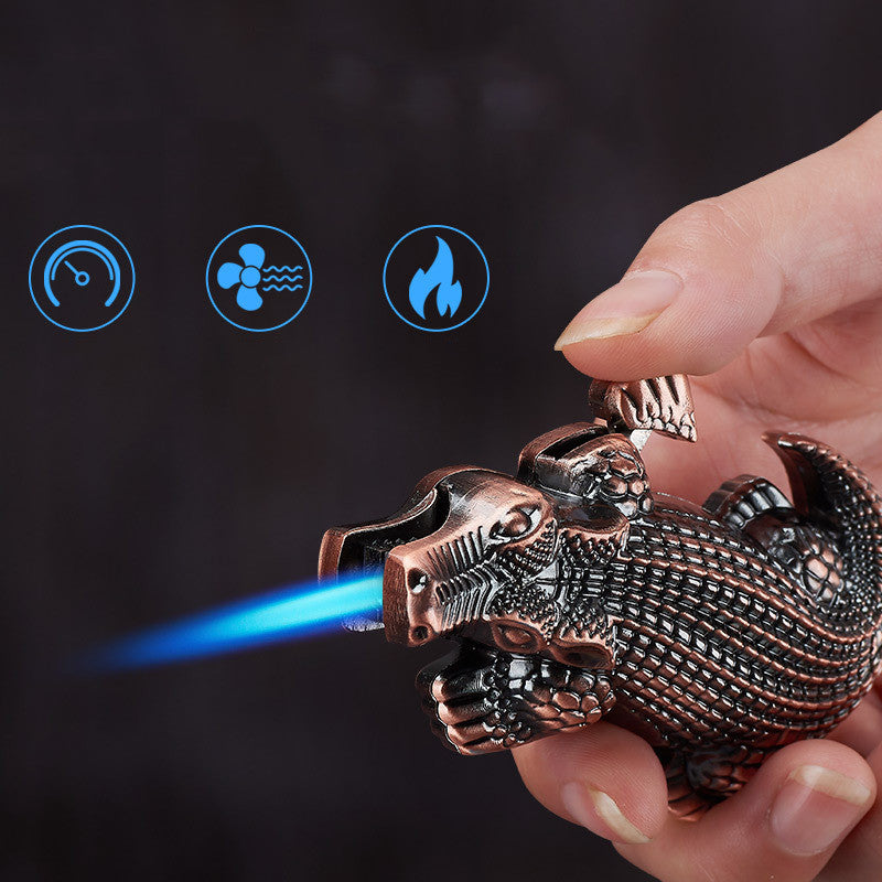 Metal Creative Lighter Personalized Butane Inflatable Lighter Crocodile Shaped Windproof Lighter Cigarette Accessories