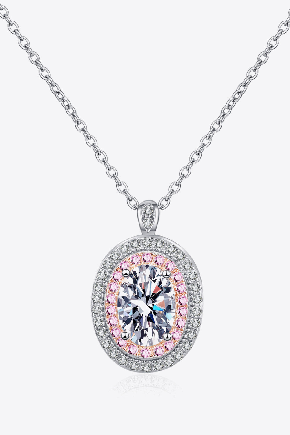 Adored 925 Sterling Silver Rhodium-Plated 1 Carat Moissanite Pendant Necklace 