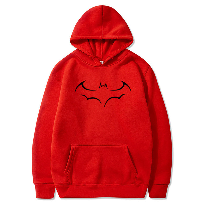 Plush Hoodie men's bat printed sweater for men