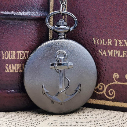 Retro Boat Anchor Embossed Lanyard Pocket Watch