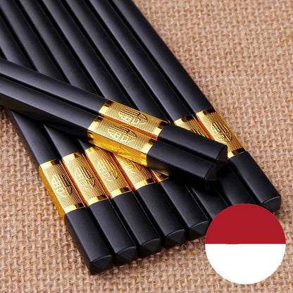 10 pairs of solid wood household alloy chopsticks