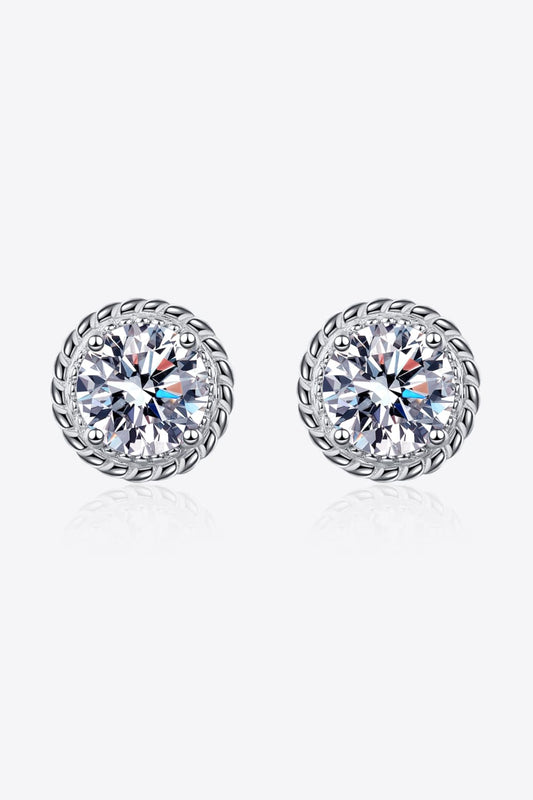 2 Carat Moissanite 925 Sterling Silver Stud Earrings 