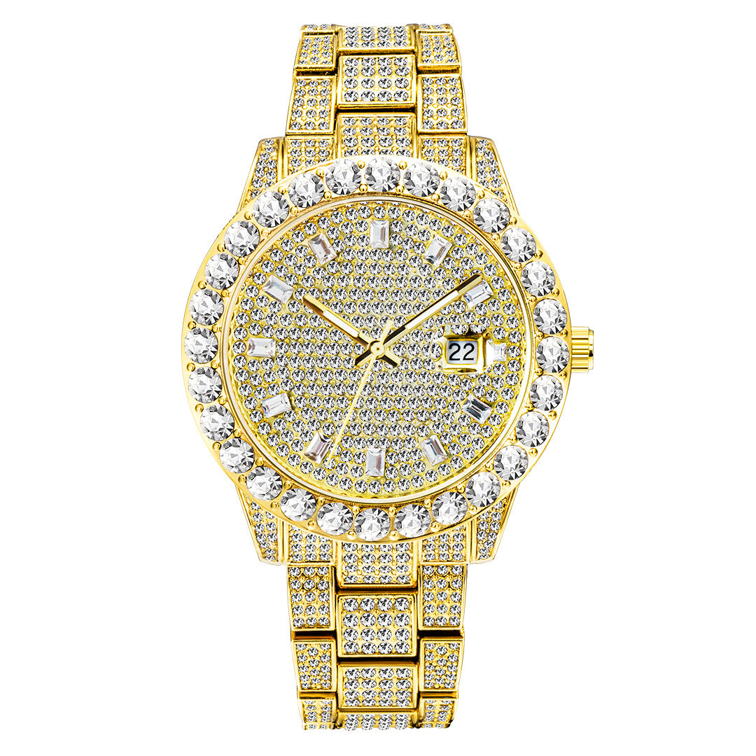 Fashionable Large Dial Full Diamond Watch