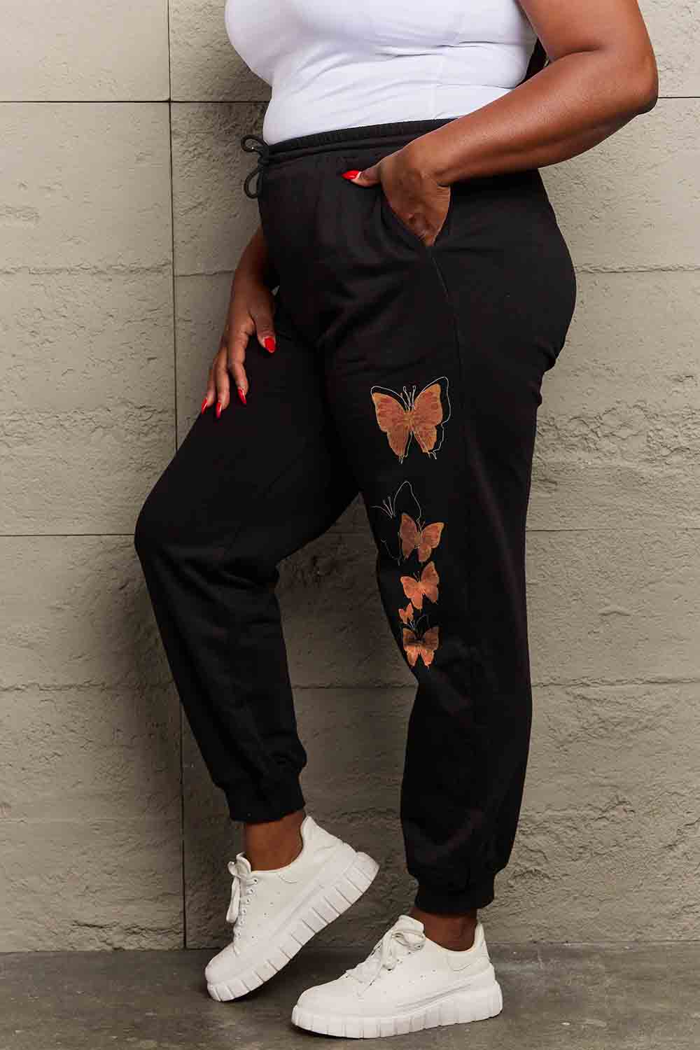 Simply Love Full Size Butterfly Graphic Sweatpants 