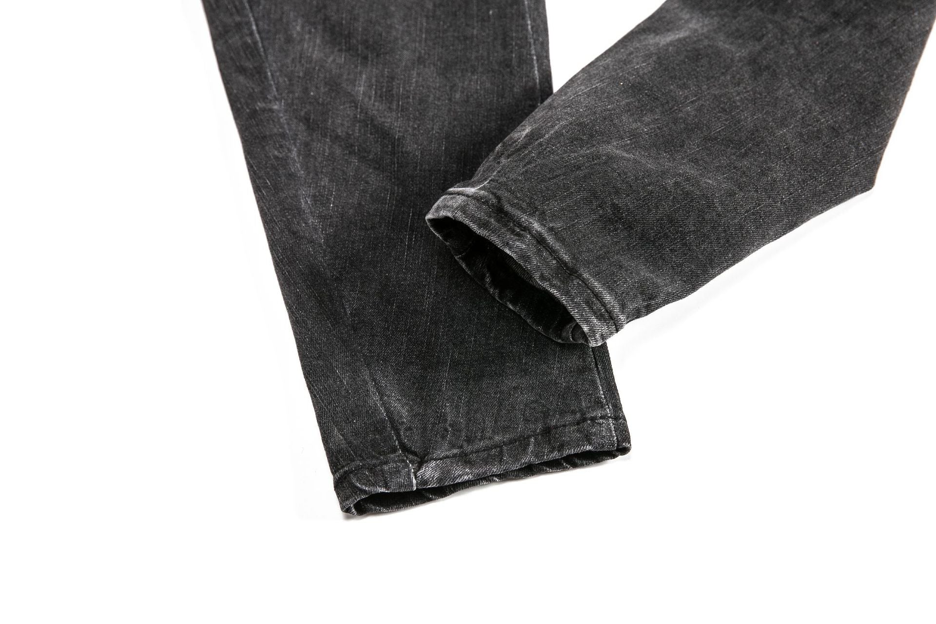 Knee Hole Zippers And Feet Hole Denim Trousers