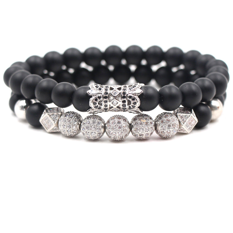 Fashion 8mm Black Frosted Stone Buddha Bead Bracelet