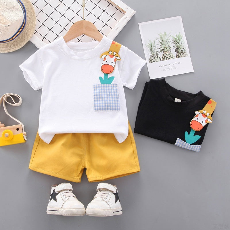 Boys Summer Two-piece T-shirt With Cartoon Print