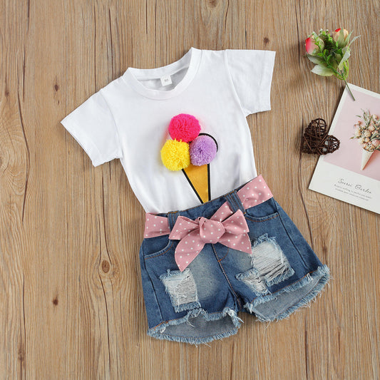 Girls Ice Cream Short Sleeve T-shirt Top