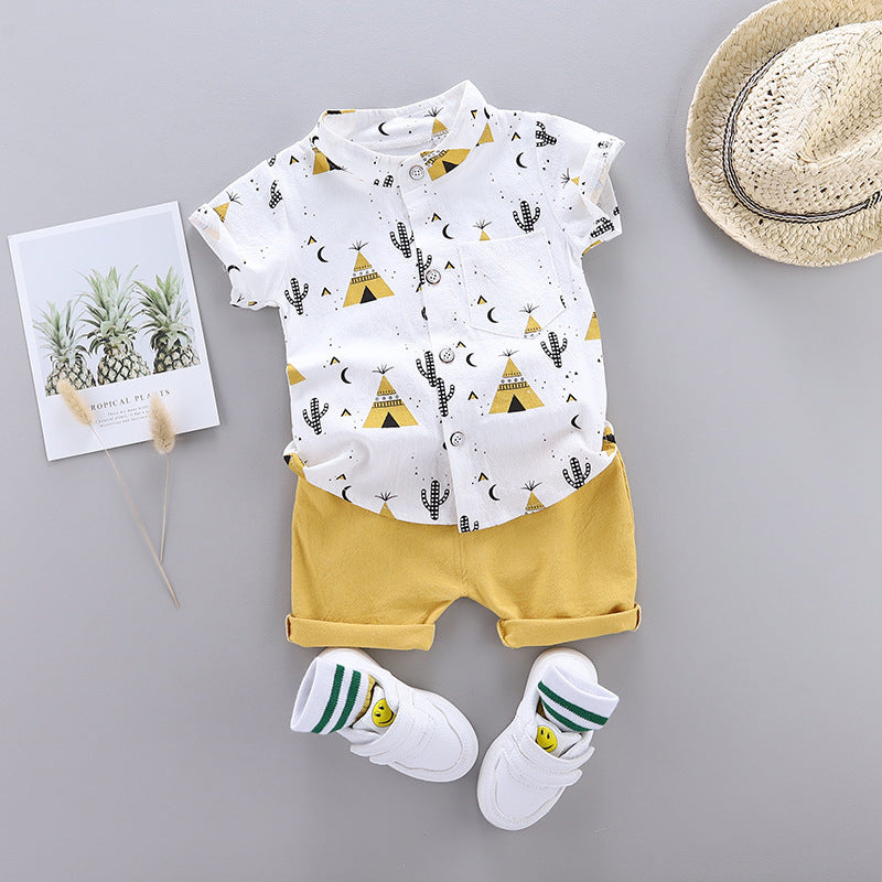 Boys Short Sleeve Shirt Sports Shorts Suit