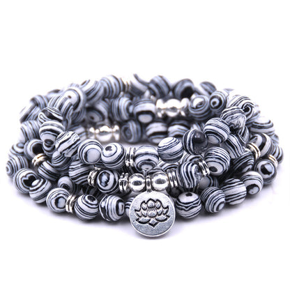 silver Lotus pendant Buddha beads religion Yoga Bracelet