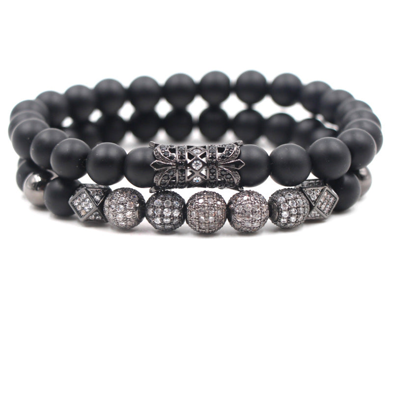 Fashion 8mm Black Frosted Stone Buddha Bead Bracelet