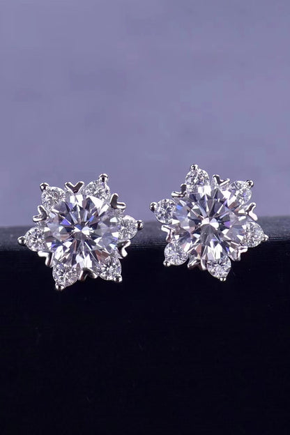 2 Carat Moissanite Floral Stud Earrings 