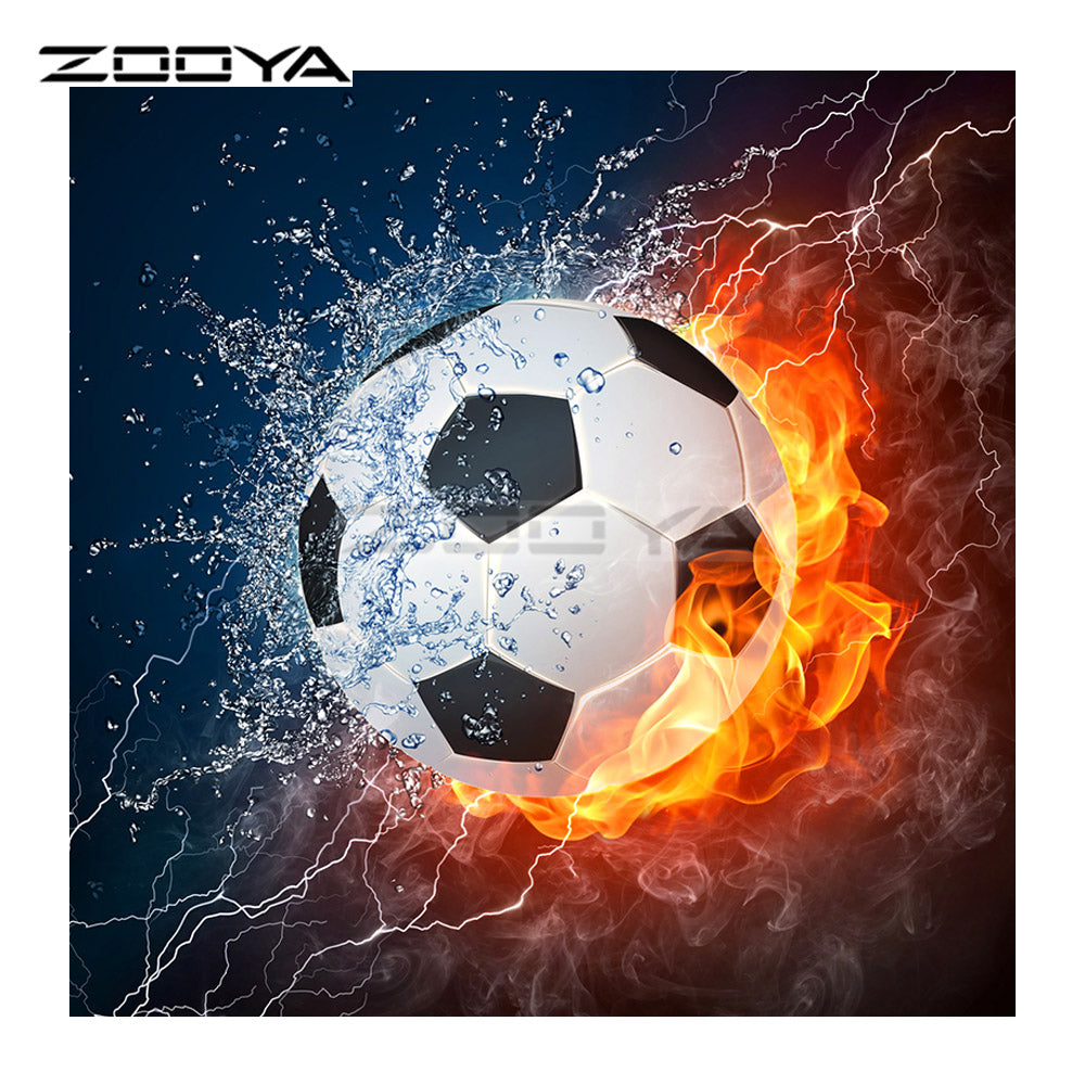 5D DIY Diamond Embroidery Movement Sports Football & Fire Diamond Painting CrossStitch Full Drill Mosaic Decoration