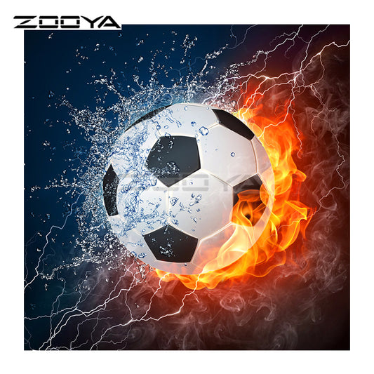 5D DIY Diamond Embroidery Movement Sports Football & Fire Diamond Painting CrossStitch Full Drill Mosaic Decoration