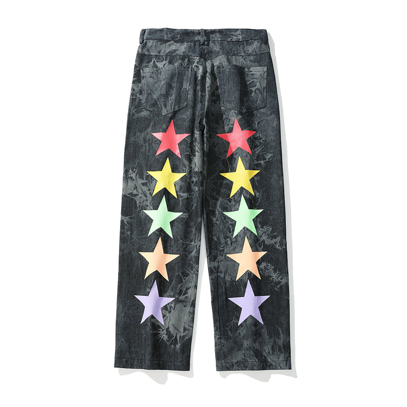 Pentagram jeans men's casual wide-leg trousers