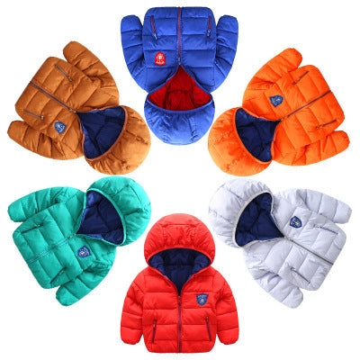 Children's hooded and down padded jacket