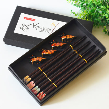 Wooden Chopsticks 4 Pairs Of Chopsticks Chopstick Holder Combination Gift Box Set