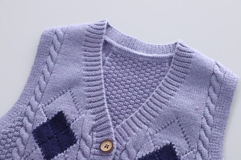 Three-piece Boys Sweater Vest Set