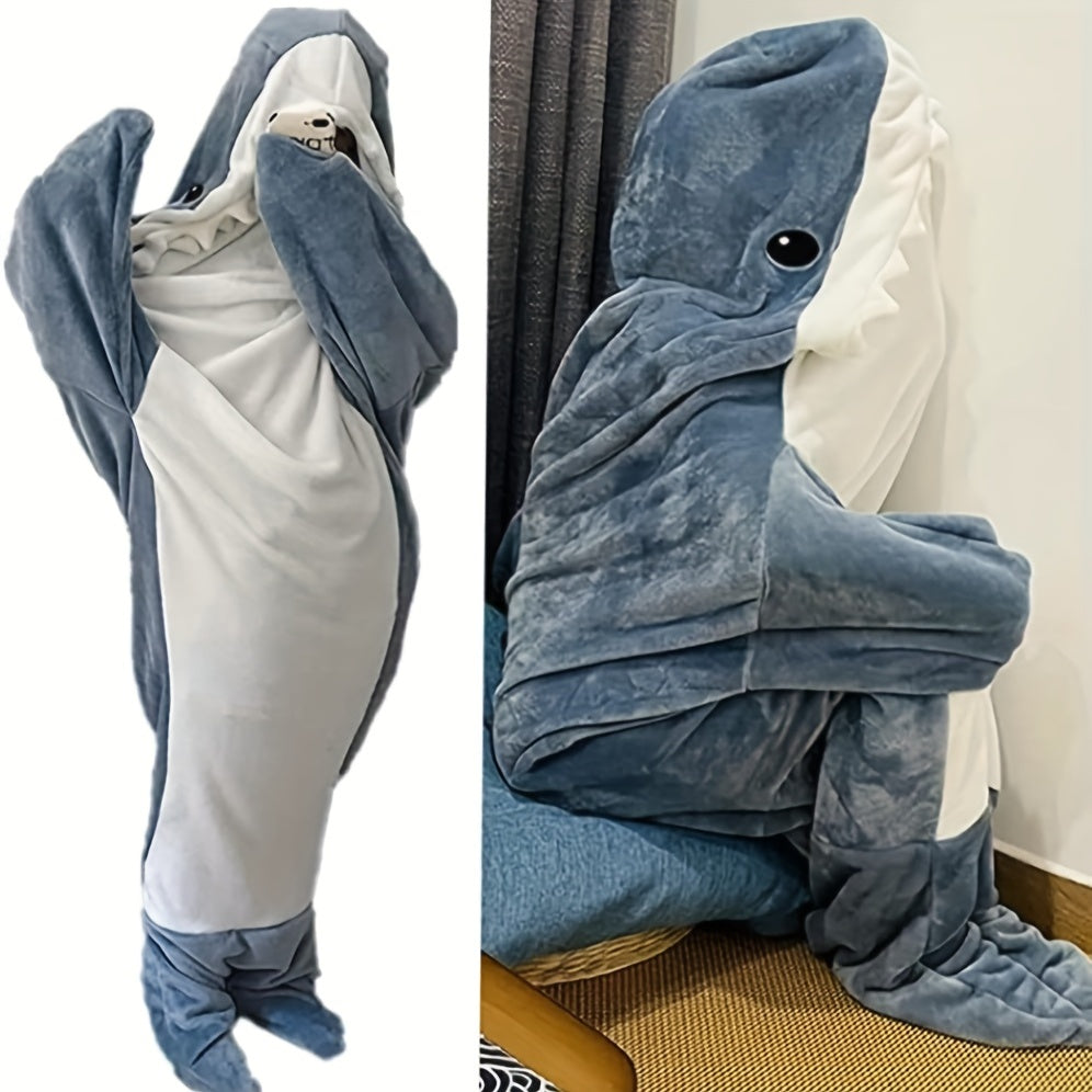 Shark Onesie Blanket For Adults, Shark Blanket Hoodie, Shark Blanket Super Soft Cozy Flannel, Boys Girls Cosplay Costume Sleeping Bag For Night 