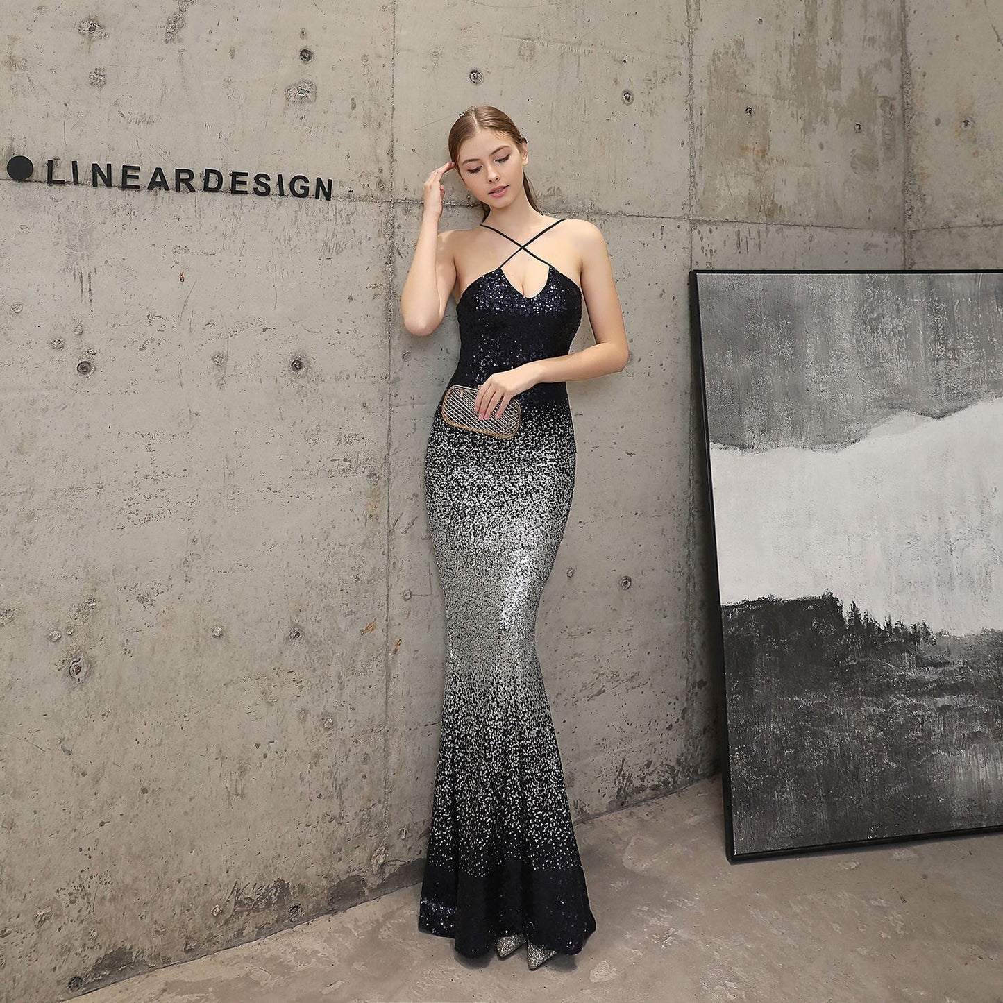 Sequin Party Dress Long Banquet Slim Fishtail