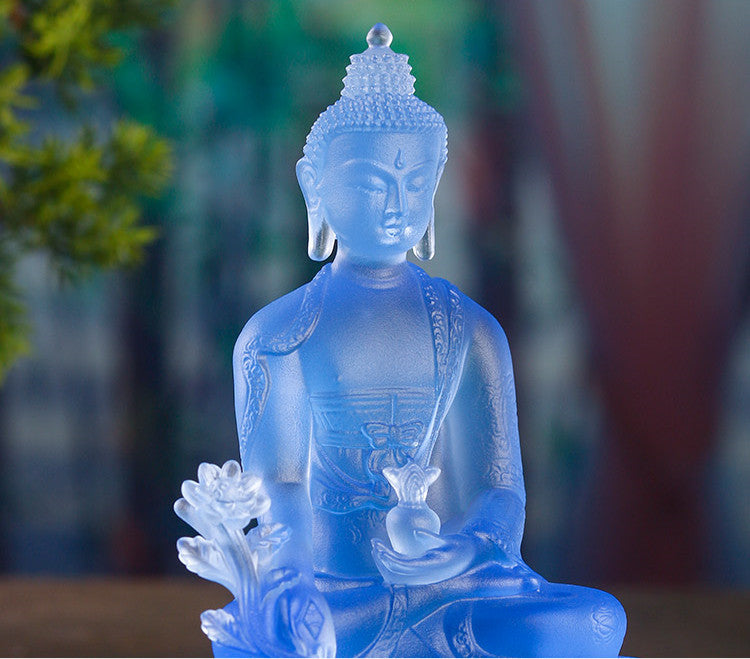 Glazed Yakushi Buddha Statue Base Elevated Resin Ornament