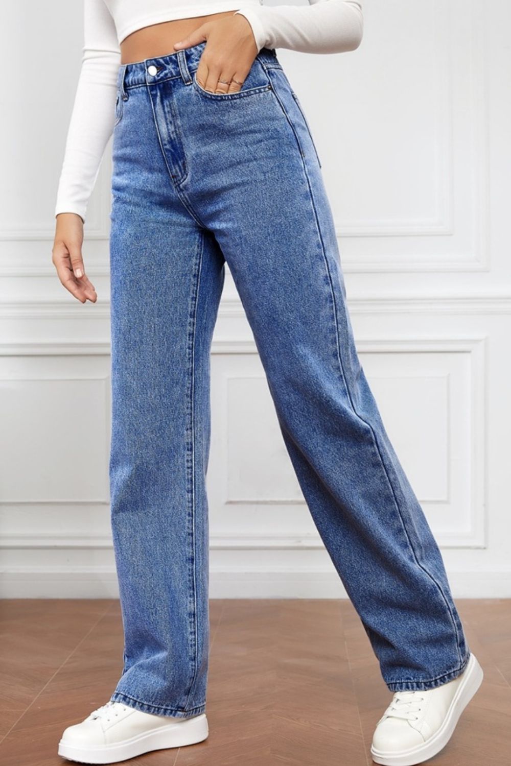 High Waist Straight Jeans 