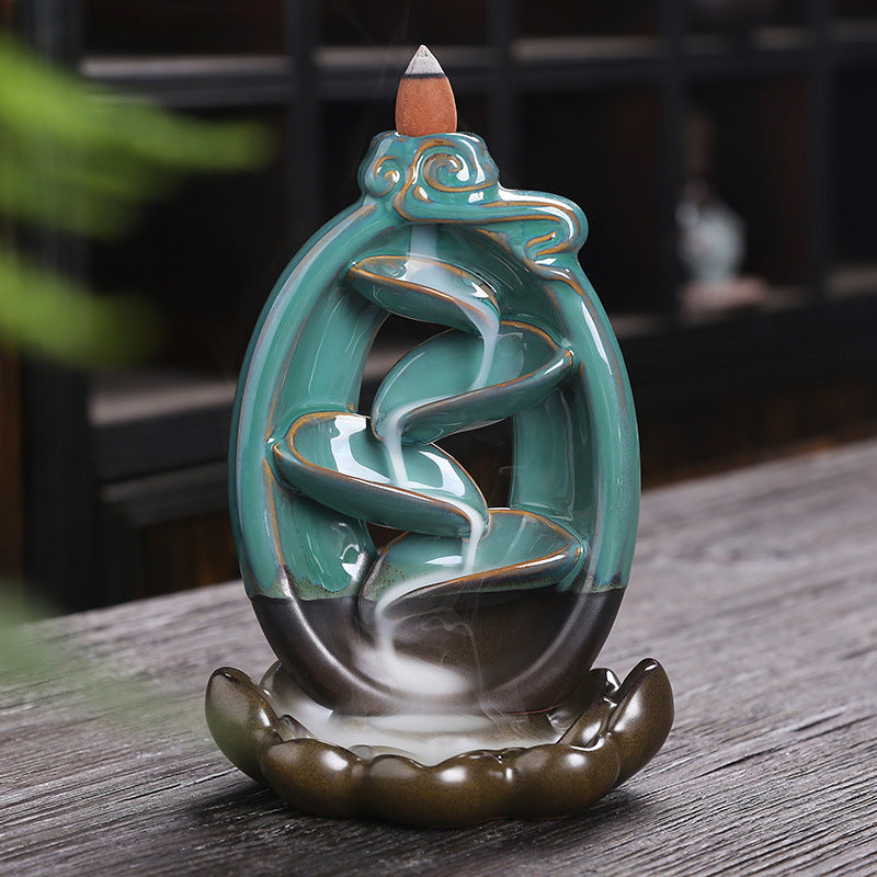 Ceramic Retro Stone Mill Back Flow Incense Creative Back Flow Incense Burner Ornaments