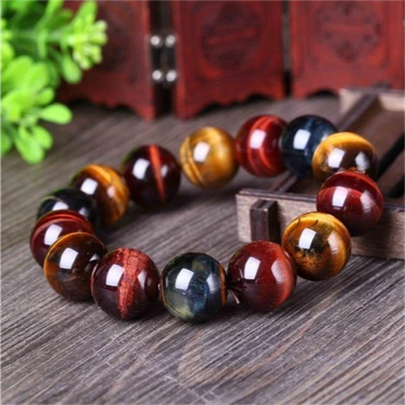 Tiger Eye Natural Crystal Stone Buddha Bead Bracelet