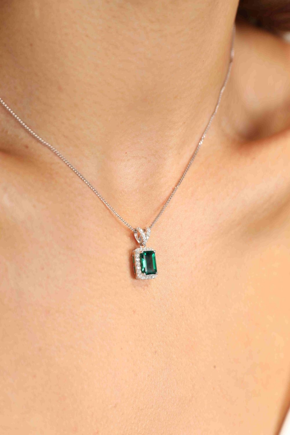 Adored 1.25 Carat Lab-Grown Emerald Pendant Necklace 