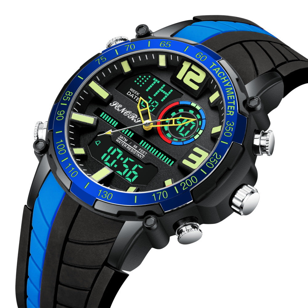 Multifunctional dual display men's watch