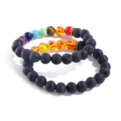 Seven Chakra Natural Volcanic Stone Aromatherapy Beaded Bracelet Energy Yoga Bracelet