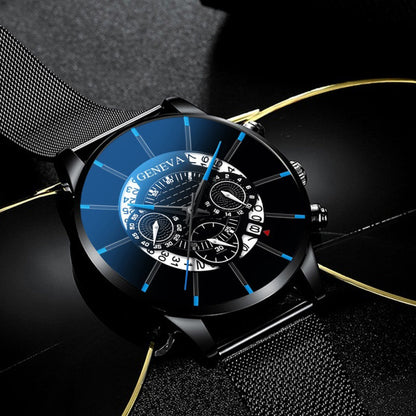 Alloy mesh calendar watch