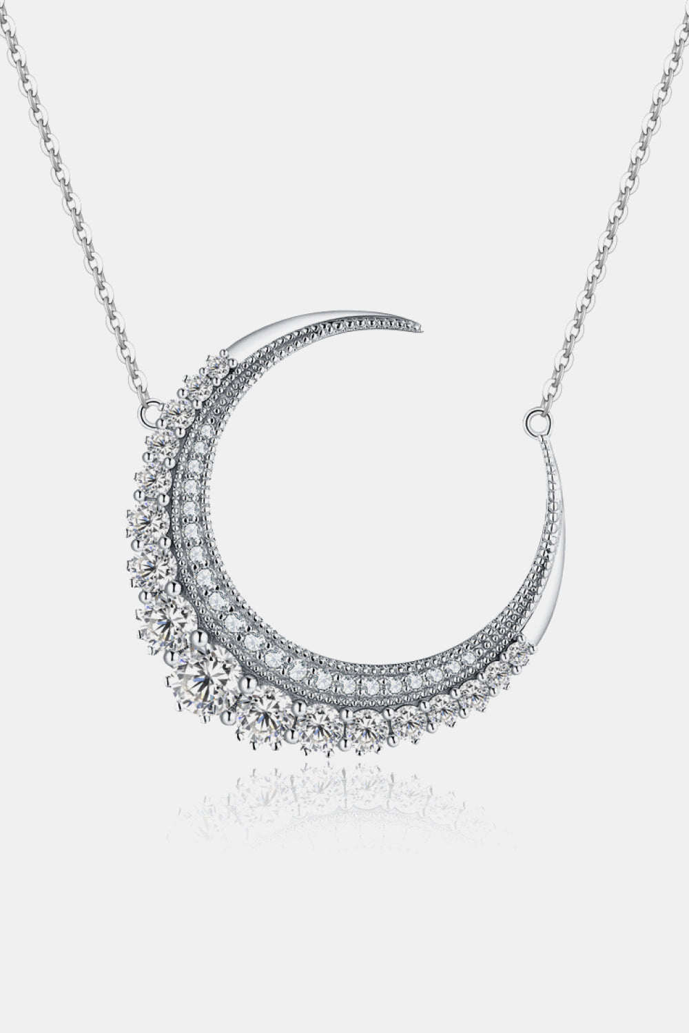 1.8 Carat Moissanite Crescent Moon Shape Pendant Necklace 