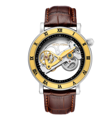 Automatic Mechanical Watch Stainless Steel Band Skeleton 3D Mens