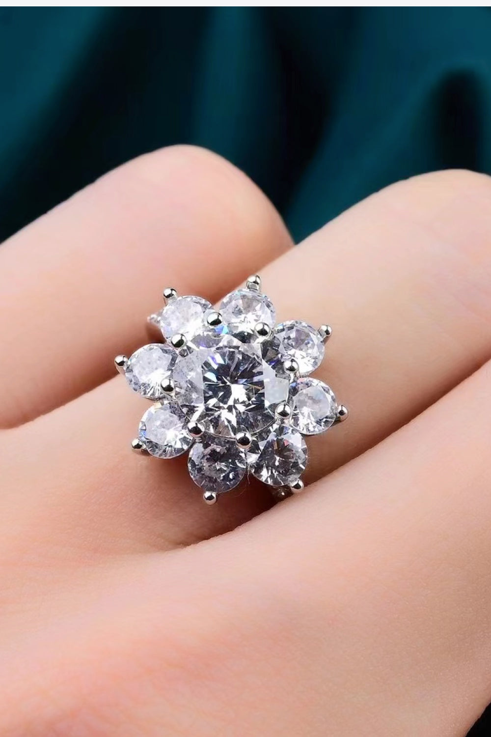 1 Carat Moissanite Flower Ring 