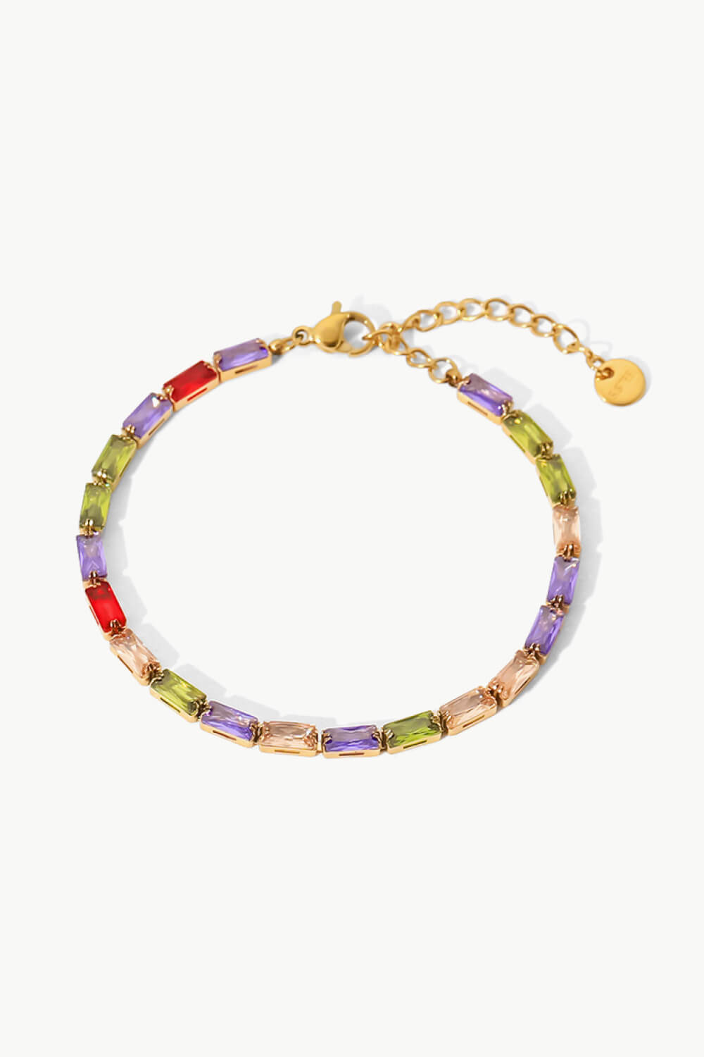 18K Gold Plated Multicolored Cubic Zirconia Bracelet 