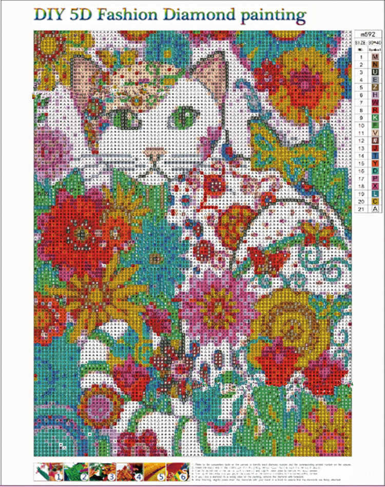 Cross Stitch Cartoon Cat Diamond Poster Diamond Painting