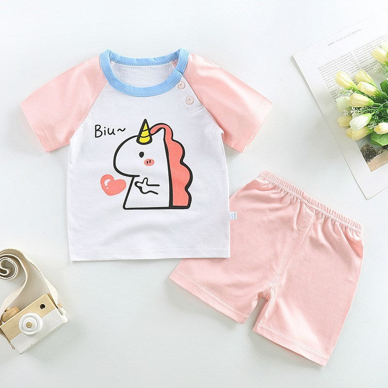 Children's cotton short sleeve suit