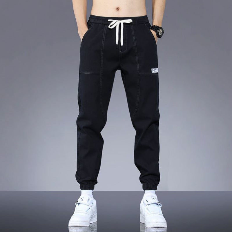 Spring And Autumn New Jeans Men's Stitching Ankle Banded Pants